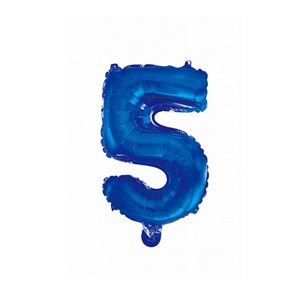 Folie Ballon Cijfer 5 Blauw 41cm met Rietje van WeFiesta koop je bij Partywinkel