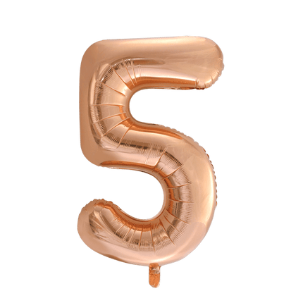 Folie Ballon Cijfer 5 Rose Goud XL 86cm leeg van WeFiesta koop je bij Partywinkel