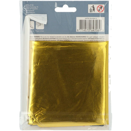 Folie Ballon Cijfer 6 Goud met standaard 72cm van Folat koop je bij Partywinkel