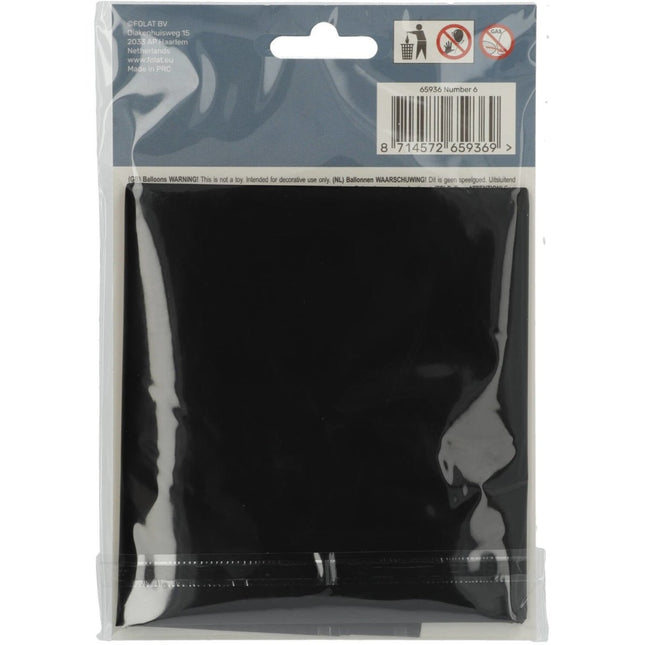 Folie Ballon Cijfer 6 Mat Zwart XL 86cm leeg van Folat koop je bij Partywinkel