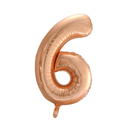 Folie Ballon Cijfer 6 Rose Goud XL 86cm leeg van WeFiesta koop je bij Partywinkel
