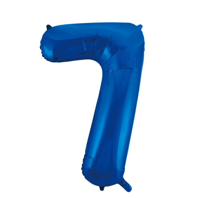 Folie Ballon Cijfer 7 Blauw XL 86cm leeg - Partywinkel - 5712735007227