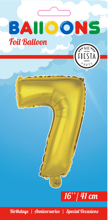 Folie Ballon Cijfer 7 Goud 41cm met Rietje van WeFiesta koop je bij Partywinkel