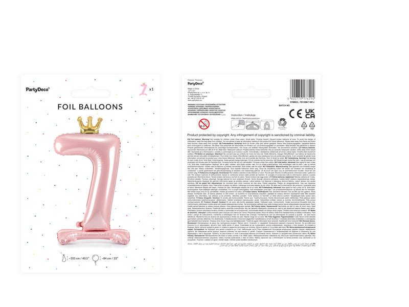 Folie Ballon Cijfer 7 Lichtroze Standaard Leeg 84cm van Partydeco koop je bij Partywinkel
