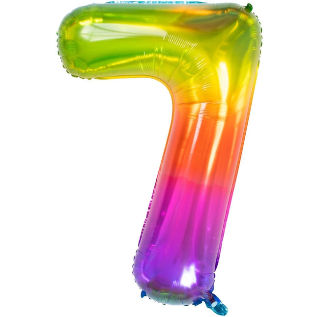 Folie Ballon Cijfer 7 Regenboog XL 81cm leeg van Folat koop je bij Partywinkel