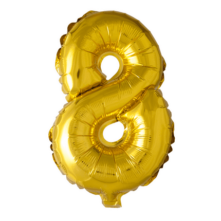 Folie Ballon Cijfer 8 Goud XL 86cm leeg - Partywinkel - 5712735006756