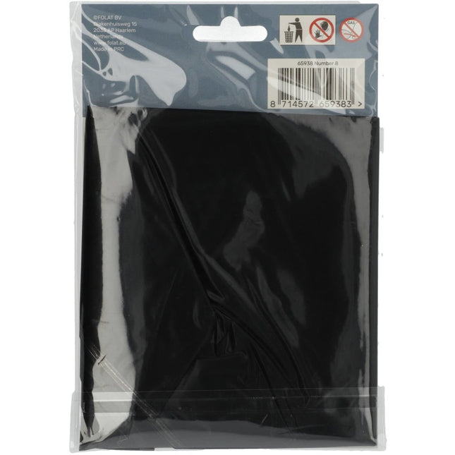 Folie Ballon Cijfer 8 Mat Zwart XL 86cm leeg van Folat koop je bij Partywinkel
