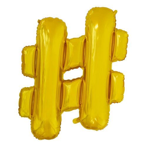 Folie Ballon Hashtag  Goud XL 102cm leeg van WeFiesta koop je bij Partywinkel