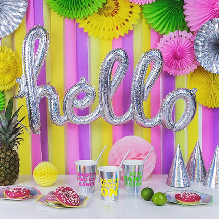 Folie Ballon Hello Holografisch 72cm van Partydeco koop je bij Partywinkel