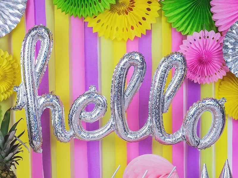 Folie Ballon Hello Holografisch 72cm van Partydeco koop je bij Partywinkel