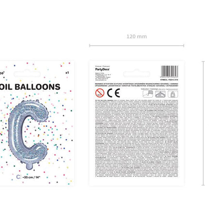 Folie Ballon Letter C Holografisch Leeg 35cm van Partydeco koop je bij Partywinkel
