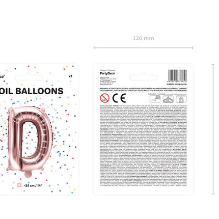 Folie Ballon Letter D Rose Goud Leeg 35cm van Partydeco koop je bij Partywinkel