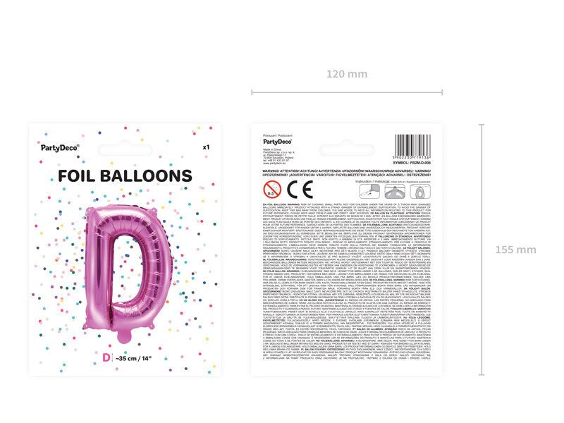 Folie Ballon Letter D Roze Leeg 35cm van Partydeco koop je bij Partywinkel