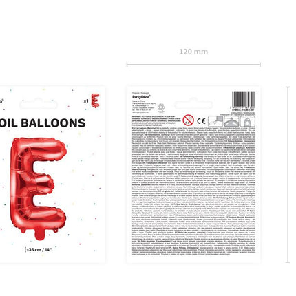 Folie Ballon Letter E Rood Leeg 35cm van Partydeco koop je bij Partywinkel