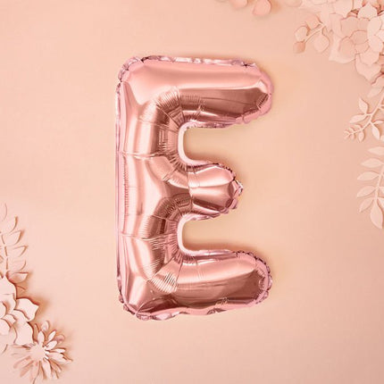Folie Ballon Letter E Rose Goud Leeg 35cm van Partydeco koop je bij Partywinkel
