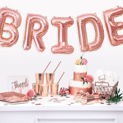 Folie Ballon Letter E Rose Goud Leeg 35cm van Partydeco koop je bij Partywinkel