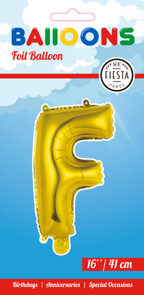 Folie Ballon Letter F Goud 41cm met Rietje van WeFiesta koop je bij Partywinkel