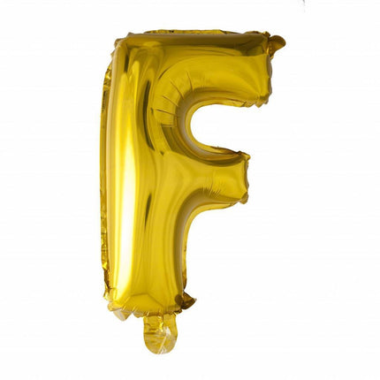 Folie Ballon Letter F Goud 41cm met Rietje van WeFiesta koop je bij Partywinkel