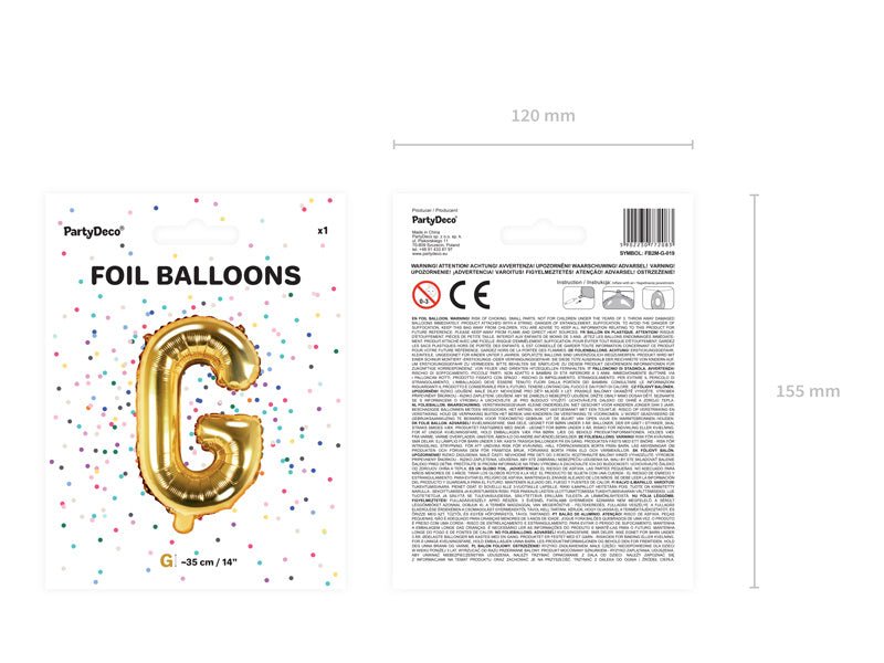 Folie Ballon Letter G Goud Leeg 35cm van Partydeco koop je bij Partywinkel