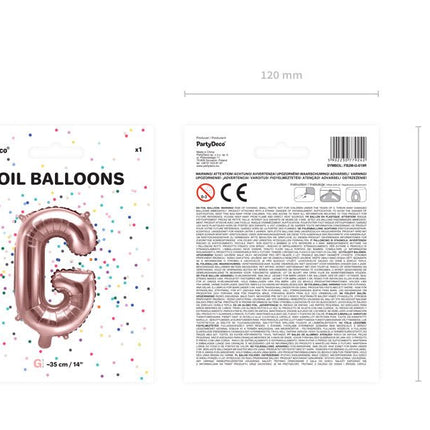Folie Ballon Letter G Rose Goud Leeg 35cm van Partydeco koop je bij Partywinkel