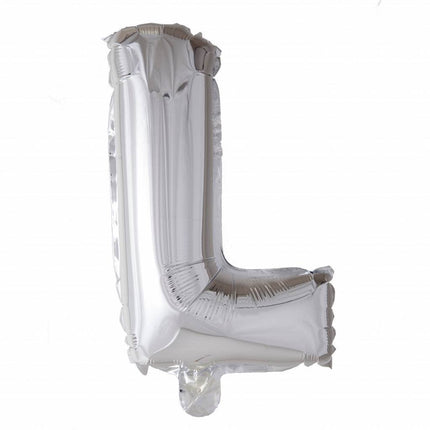 Folie Ballon Letter L Zilver XL 102cm leeg van WeFiesta koop je bij Partywinkel