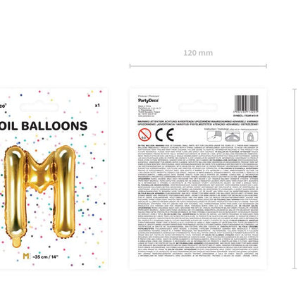Folie Ballon Letter M Goud Leeg 35cm van Partydeco koop je bij Partywinkel