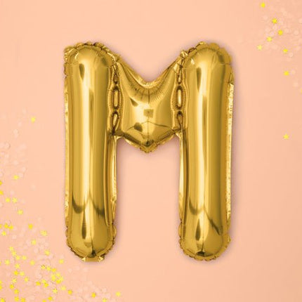 Folie Ballon Letter M Goud Leeg 35cm van Partydeco koop je bij Partywinkel