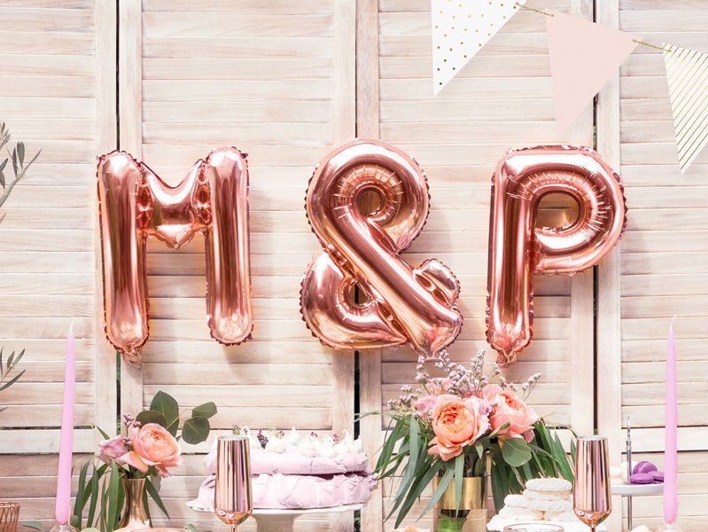 Folie Ballon Letter M Rose Goud Leeg 35cm van Partydeco koop je bij Partywinkel