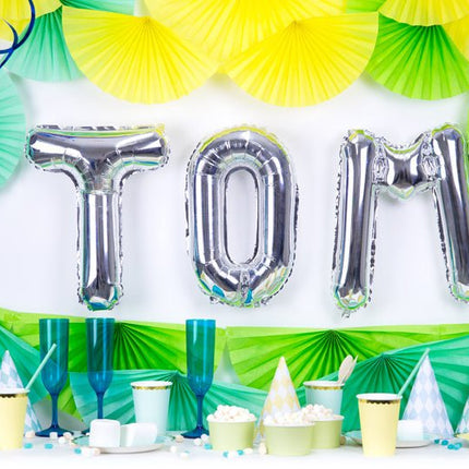 Folie Ballon Letter M Zilver Leeg 35cm van Partydeco koop je bij Partywinkel