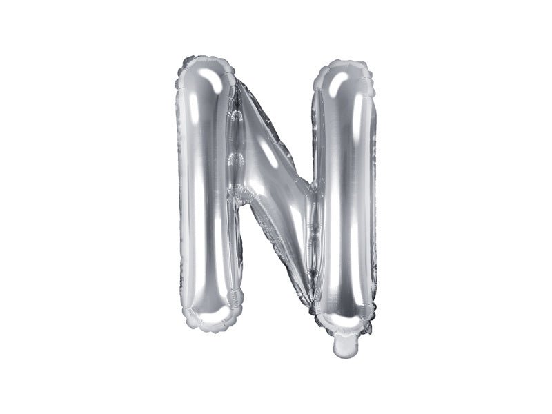Folie Ballon Letter N Zilver Leeg 35cm van Partydeco koop je bij Partywinkel