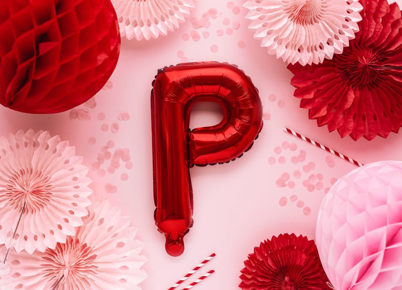 Folie Ballon Letter P Rood Leeg 35cm van Partydeco koop je bij Partywinkel