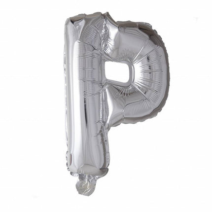 Folie Ballon Letter P Zilver XL 102cm leeg van WeFiesta koop je bij Partywinkel