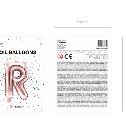 Folie Ballon Letter R Rose Goud Leeg 35cm van Partydeco koop je bij Partywinkel