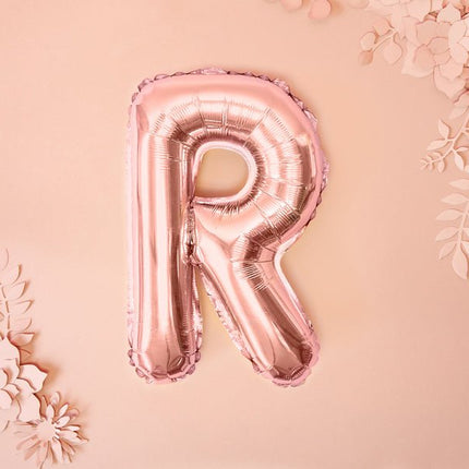 Folie Ballon Letter R Rose Goud Leeg 35cm van Partydeco koop je bij Partywinkel