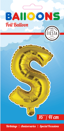 Folie Ballon Letter S Goud 41cm met Rietje van WeFiesta koop je bij Partywinkel