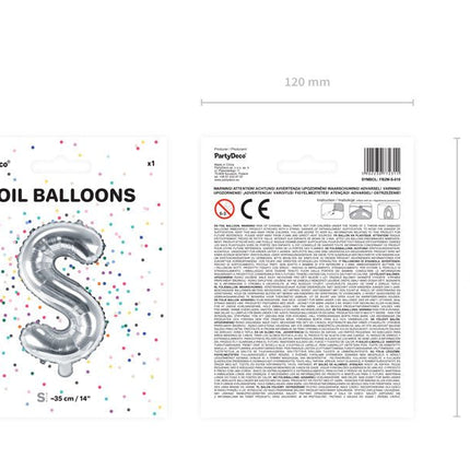 Folie Ballon Letter S Zilver Leeg 35cm van Partydeco koop je bij Partywinkel
