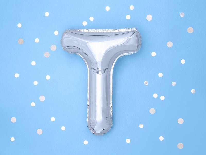 Folie Ballon Letter T Zilver Leeg 35cm van Partydeco koop je bij Partywinkel