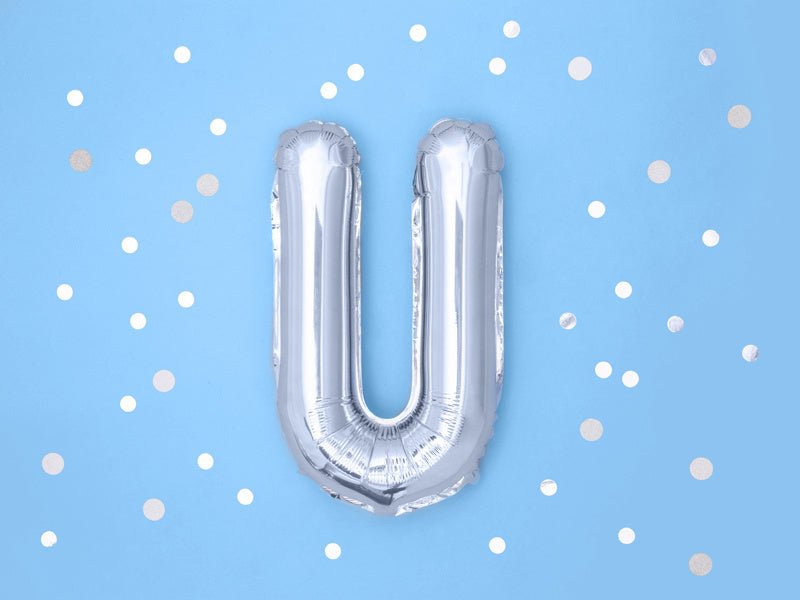 Folie Ballon Letter U Zilver Leeg 35cm van Partydeco koop je bij Partywinkel
