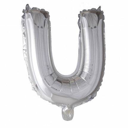 Folie Ballon Letter U Zilver XL 102cm leeg van WeFiesta koop je bij Partywinkel