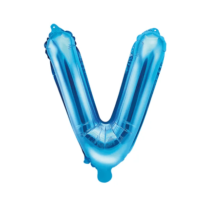 Folie Ballon Letter V Blauw Leeg 35cm van Partydeco koop je bij Partywinkel