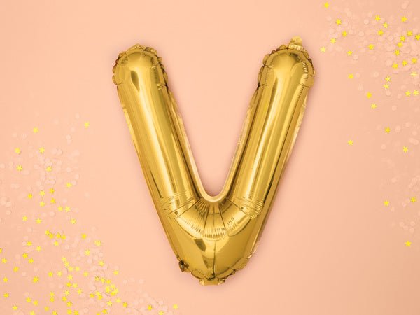 Folie Ballon Letter V Goud Leeg 35cm van Partydeco koop je bij Partywinkel