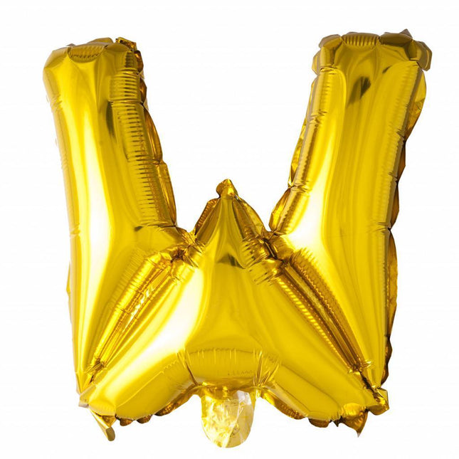 Folie Ballon Letter W Goud 41cm met Rietje van WeFiesta koop je bij Partywinkel