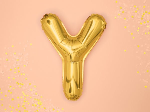 Folie Ballon Letter Y Goud Leeg 35cm van Partydeco koop je bij Partywinkel