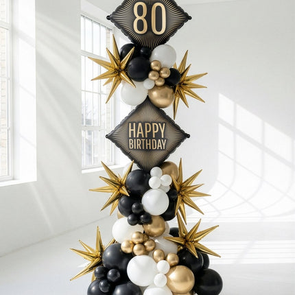 Folie Helium Ballon 80 Jaar Zwart Goud 46cm Leeg van Partydeco koop je bij Partywinkel
