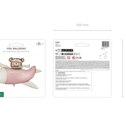 Folieballon Beer in het vliegtuig, 94x61 cm, lichtroze van Partydeco koop je bij Partywinkel