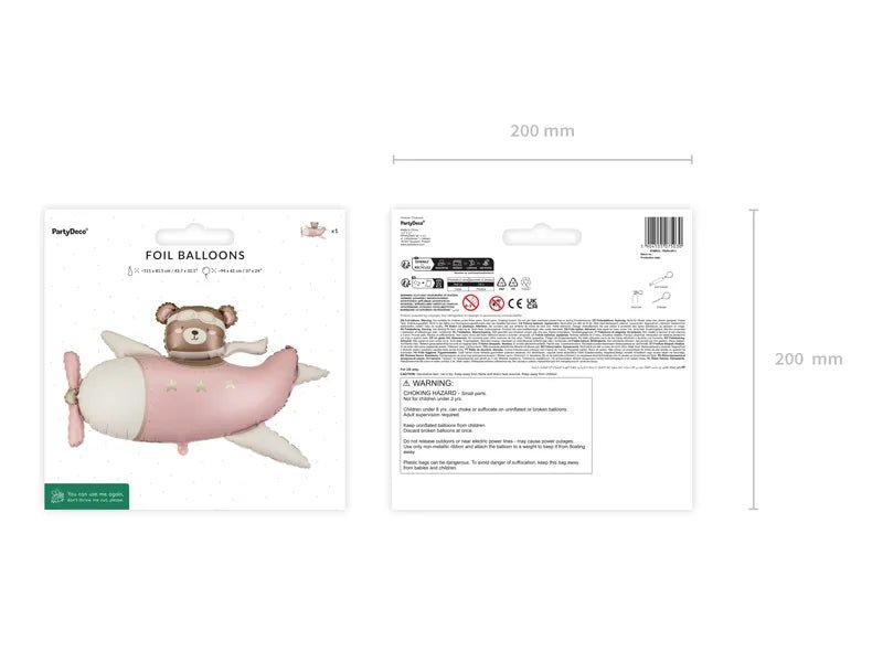 Folieballon Beer in het vliegtuig, 94x61 cm, lichtroze van Partydeco koop je bij Partywinkel