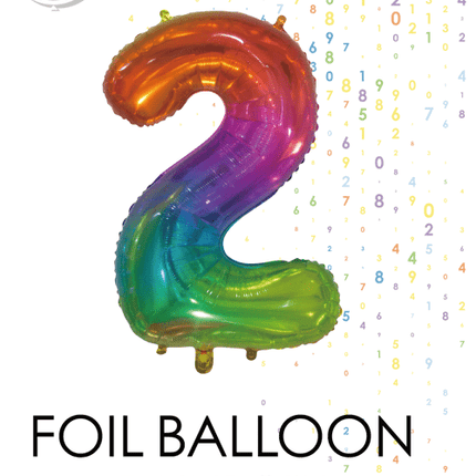 Folieballon Cijfer 2 Regenboog Transparant 66cm van WeFiesta koop je bij Partywinkel