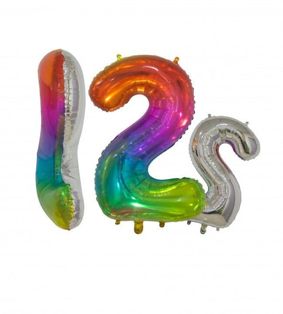 Folieballon Cijfer 2 Regenboog Transparant 66cm van WeFiesta koop je bij Partywinkel