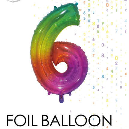 Folieballon Cijfer 6 Regenboog Transparant 66cm van WeFiesta koop je bij Partywinkel