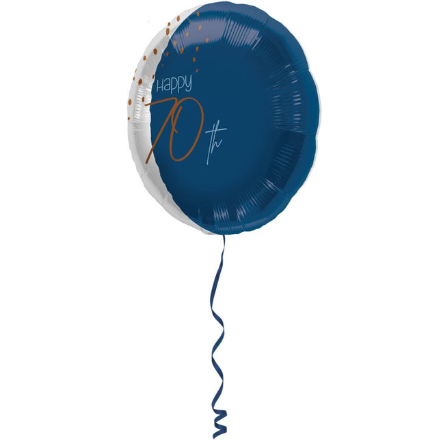 Folieballon Elegant True Blue 70 Jaar - 45cm van Folat koop je bij Partywinkel